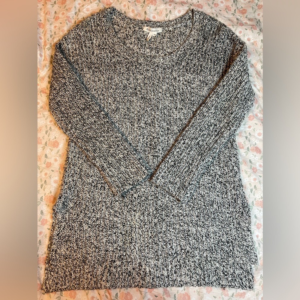 BCBGeneration Sweater Size M/L Gray‎ Marled Knit Tunic Longline Pullover Cozy
